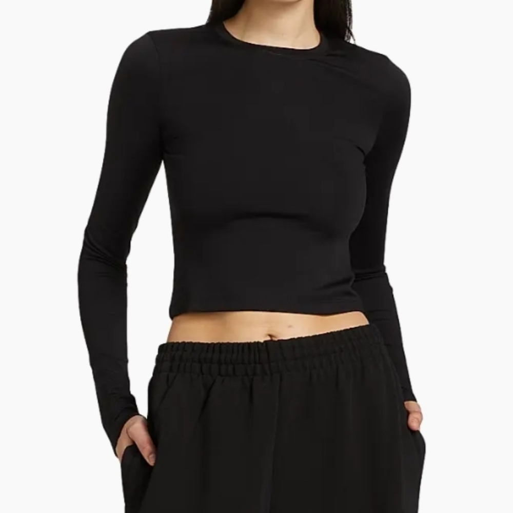 WARDROBE.NYC Black Long-Sleeve Crop Top